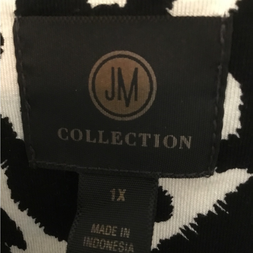 JM COLLECTION T-shirt 1X black/white rayon/spandex =stretchy￼ NWT short sleeve - Picture 4 of 8